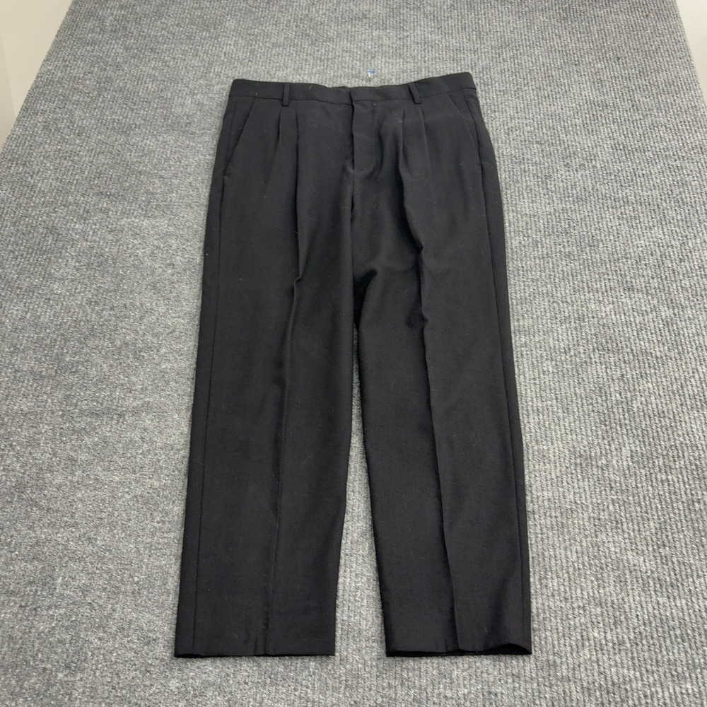Dress Pants‎ Trousers Mens 36W Black Virgin Wool Pleated Front Formal Classic